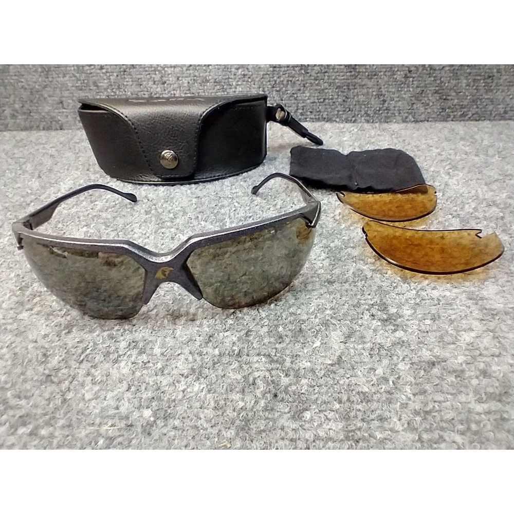 Bolle Breakaway Vintage Sports Sunglasses Grey Textured Frame France 2 Lens Set